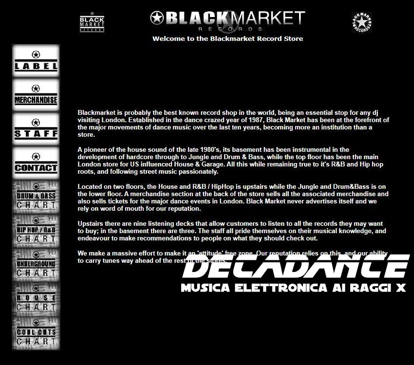 Black Market homepage 2000